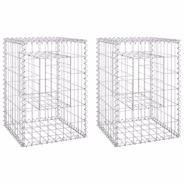 Cesti a Gabbione a Torre 2 pz 40x40x60 cm in Ferro