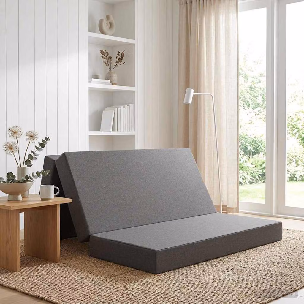 vidaXL Divano Letto Pieghevole Moderno Grigio con Struttura Imbottita L: 140 cm, P: 67 cm, H: 45 cm