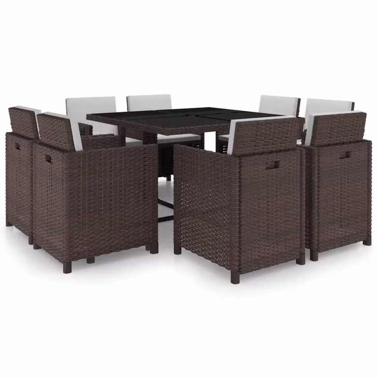 Maison Exclusive - Set da pranzo da giardino da 9 pezzi con cuscini in rattan sintetico marrone