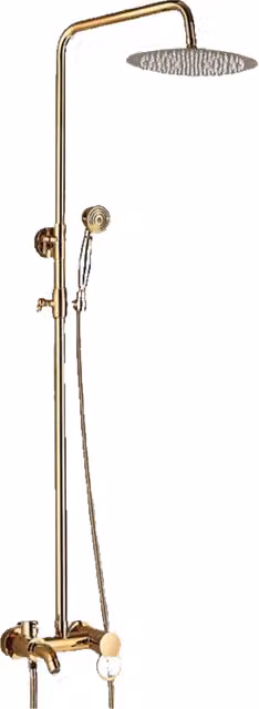 JANA Set doccia premium in acciaio inox oro lucido con doccia a pioggia e doccetta manuale