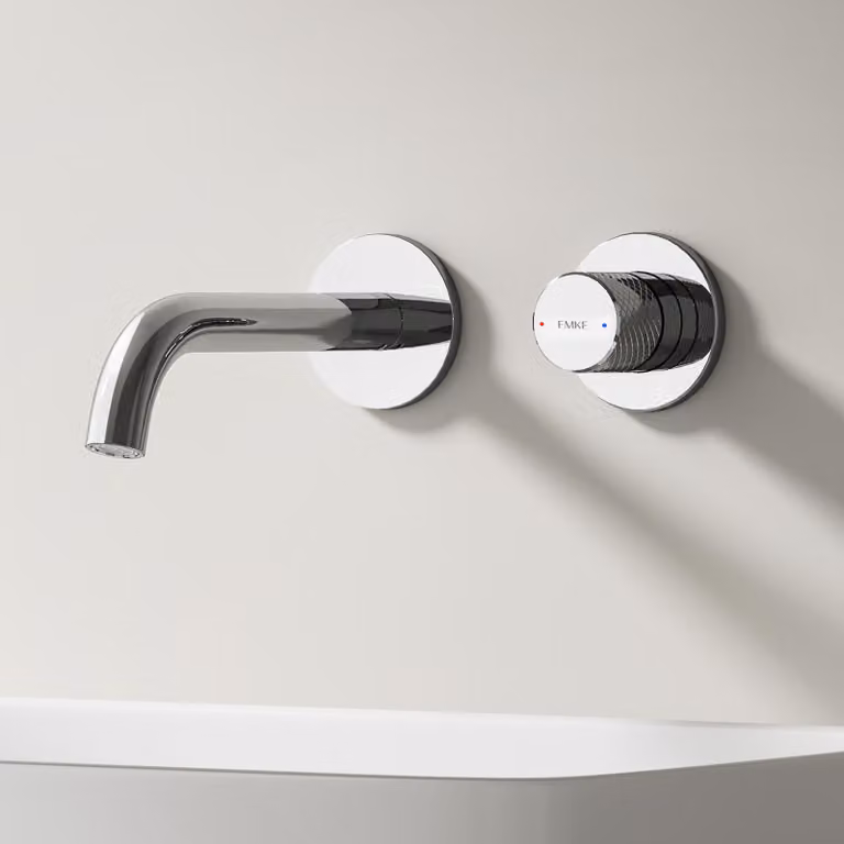 Miscelatore da parete a incasso, rotazione a 360°, miscelatore da bagno a 2 fori in ottone, montaggio a parete per lavabo, dimensioni 288 x 210 x 70 mm, finitura cromata