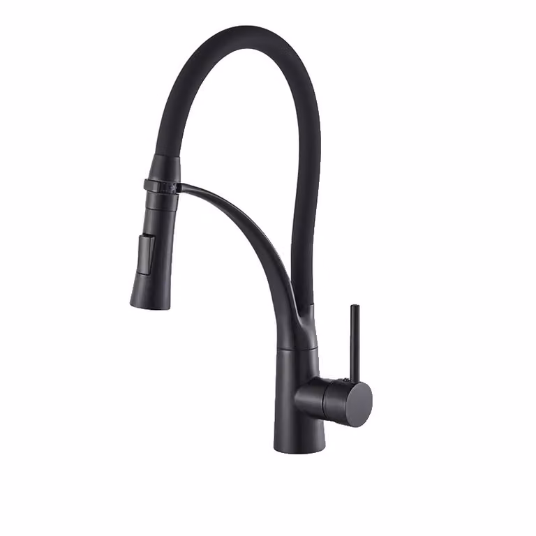 Rubinetto da cucina, girevole a 360 gradi, aeratore estraibile, nero opaco