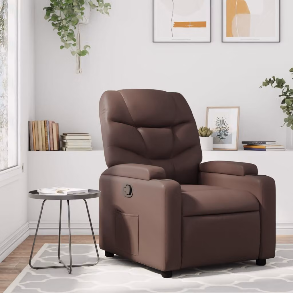 vidaXL Poltrona Reclinabile Relax in Similpelle Marrone con Braccioli e Funzione Auto-Return