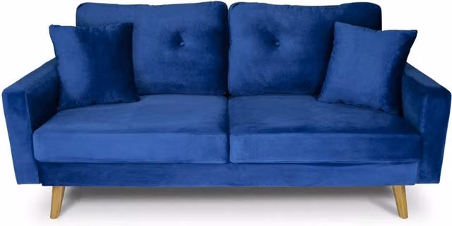 Divano 3 posti in velluto blu piedi in legno - Chloe - DI-CH07VLT-PL