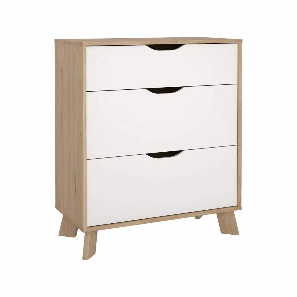 Cassettiera Alamid DMORA per camera da letto e soggiorno, mobile con cassetti moderno, L 79 cm x P 40 cm x H 92 cm, Rovere e Bianco – 2