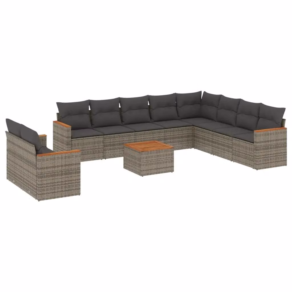 vidaXL Set Divani da Giardino 11 pz a Forma a L con Cuscini Grigio – 2