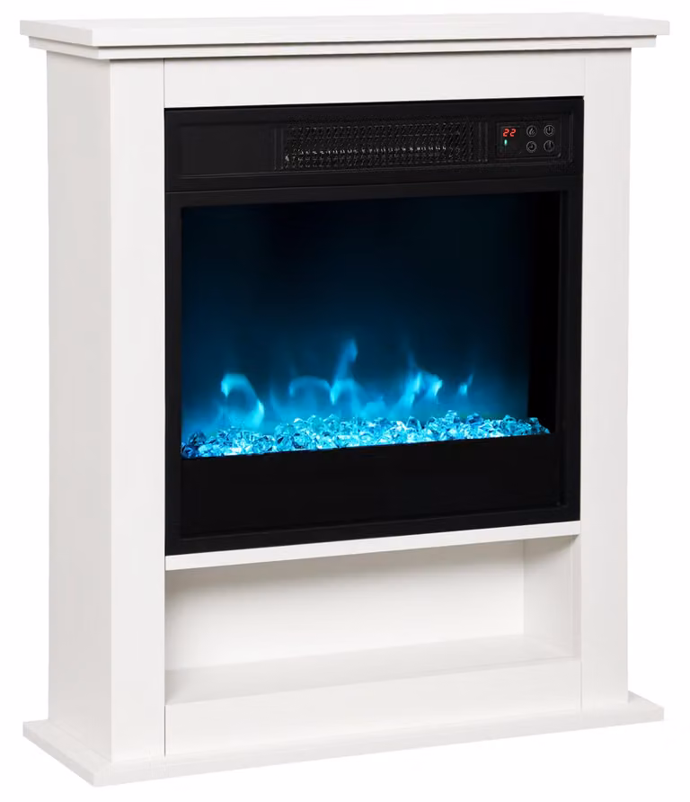 Camino elettrico da 1800W con 9 colori di fiamma | Colore: Bianco | Dimensioni: 62,5 x 20 x 72,5 cm