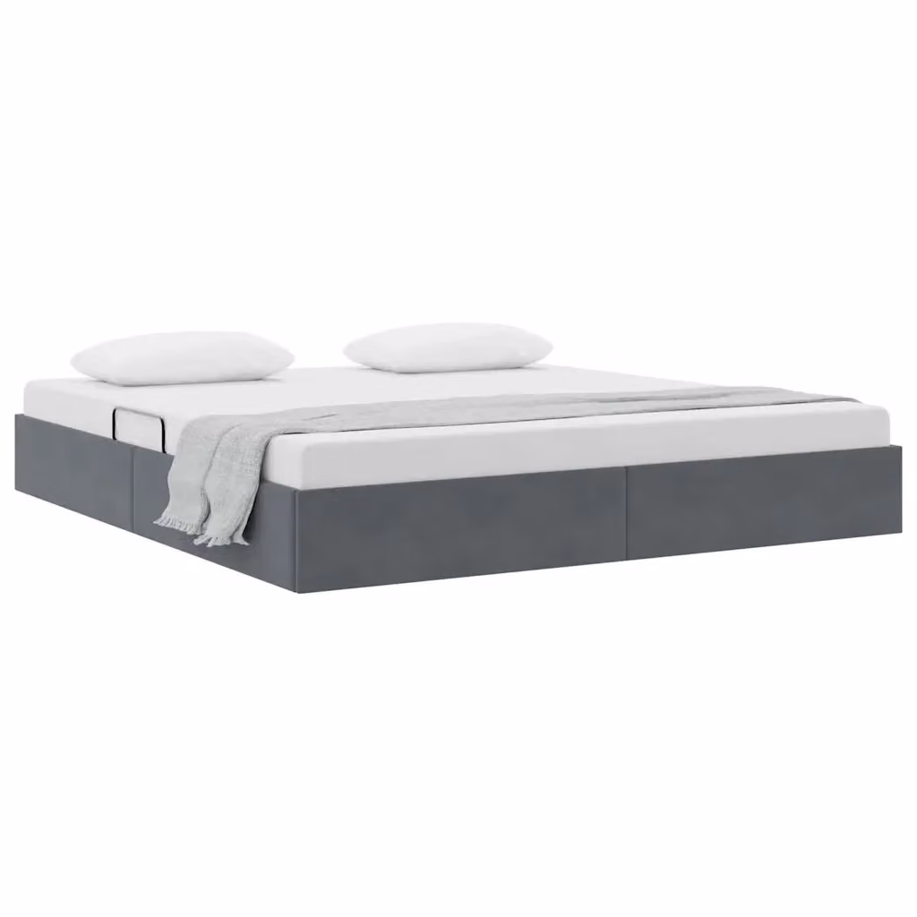 Letto con Contenitore vidaXL in Velluto Grigio con Base Lift Up L/P: 180 x 200 cm – 2