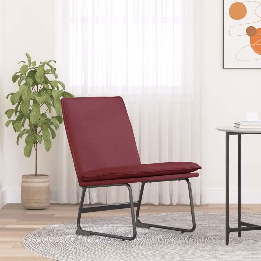 Sedia Lounge vidaXL in tessuto rosso con struttura in metallo L: 52 cm, P: 75 cm, H: 76 cm