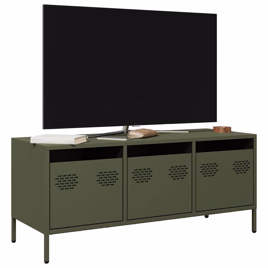 Carrello mobile per TV vidaXL in metallo verde oliva L/P/H: 101,5 x 39 x 43,5 cm