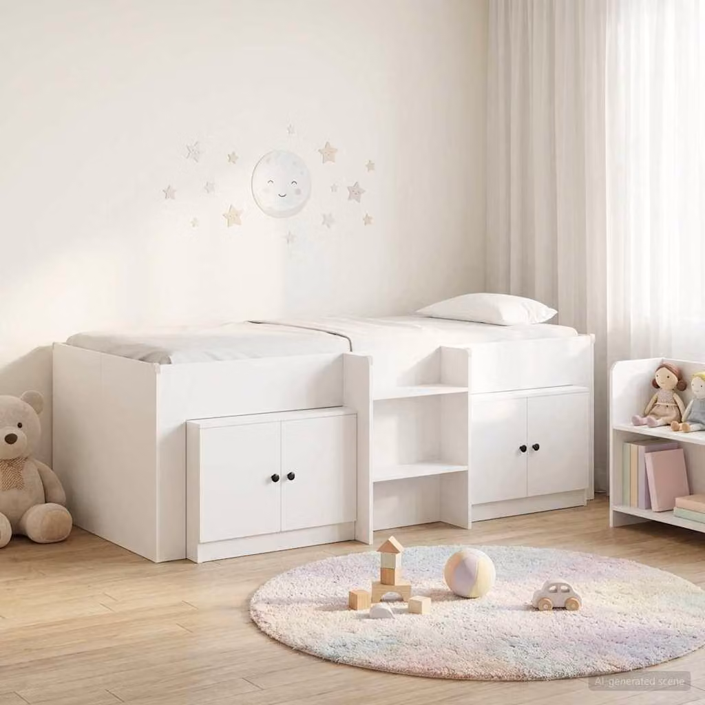 Maison Exclusive - Struttura letto a soppalco con armadio dotato di ante, 3 pezzi, bianco, realizzata in legno composito