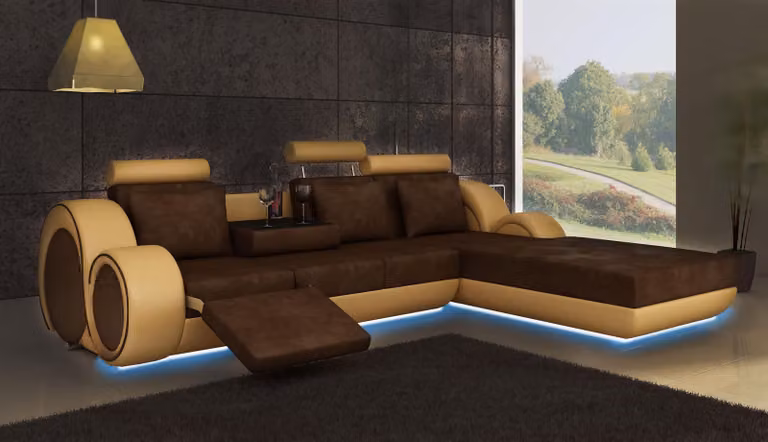 TEXTILSOFA STOFFSOFA WOHNLANDSCHAFT COUCHGARNITUR ECKSOFA Massfertigung USB