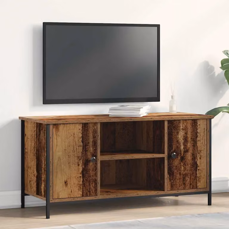 Mobile TV vidaXL in legno e metallo marrone, stile moderno, L 100 x P 40 x H 50 cm