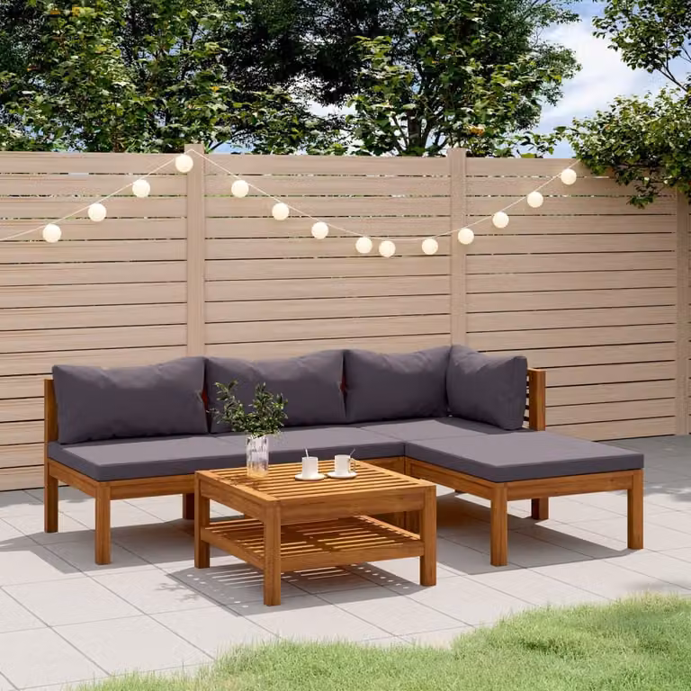 Maison Exclusive - Set da giardino da 5 pezzi con cuscini, in legno massello di acacia