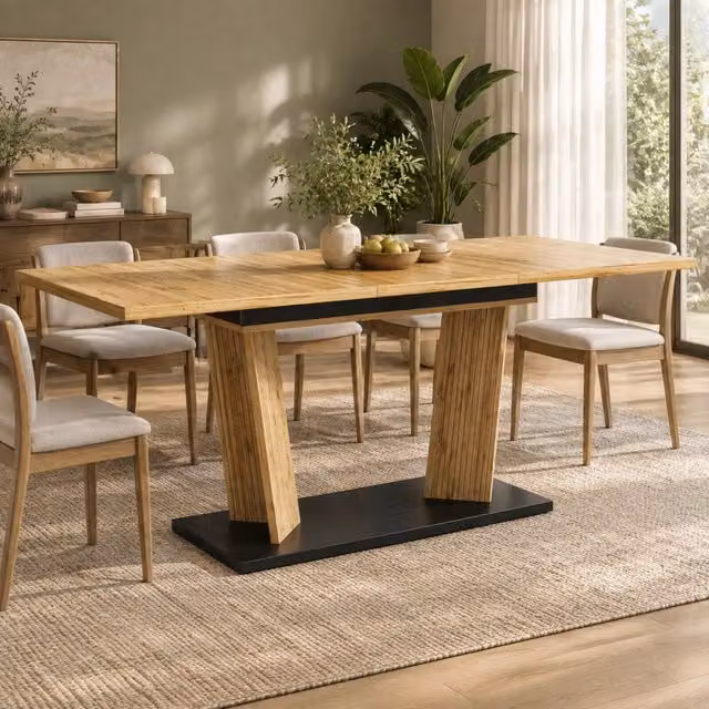 Tavolo da pranzo allungabile 120-160x80 cm effetto rovere