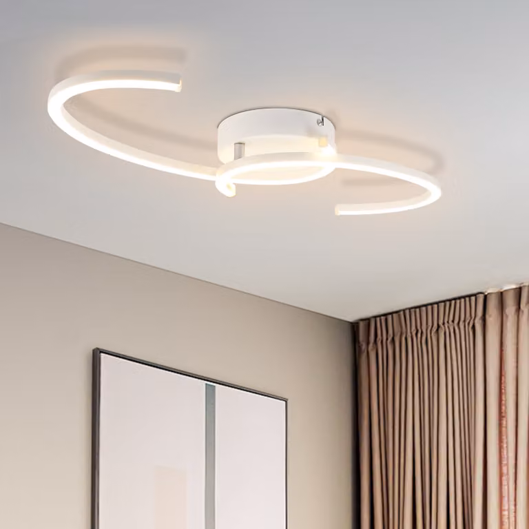 Lampada a soffitto LED, 24W, ideale per cucina, soggiorno, camera da letto. Lampada moderna, orientabile a 330°, con due anelli, colore bianco, adatta per camere da letto eda pranzo