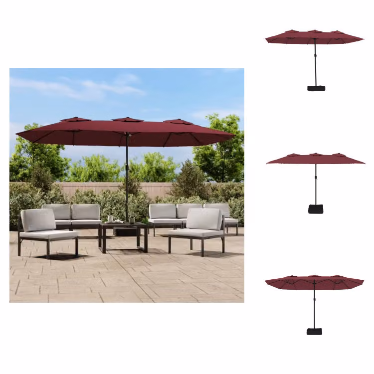 vidaXL Ombrellone doppio rosso Bordeaux 449x245 cm - Ombrelloni e tende da sole