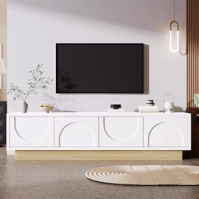 Mobile TV moderno WISHDOR bianco con finitura opaca, L: 175 cm, P: 40 cm, H: 41,5 cm