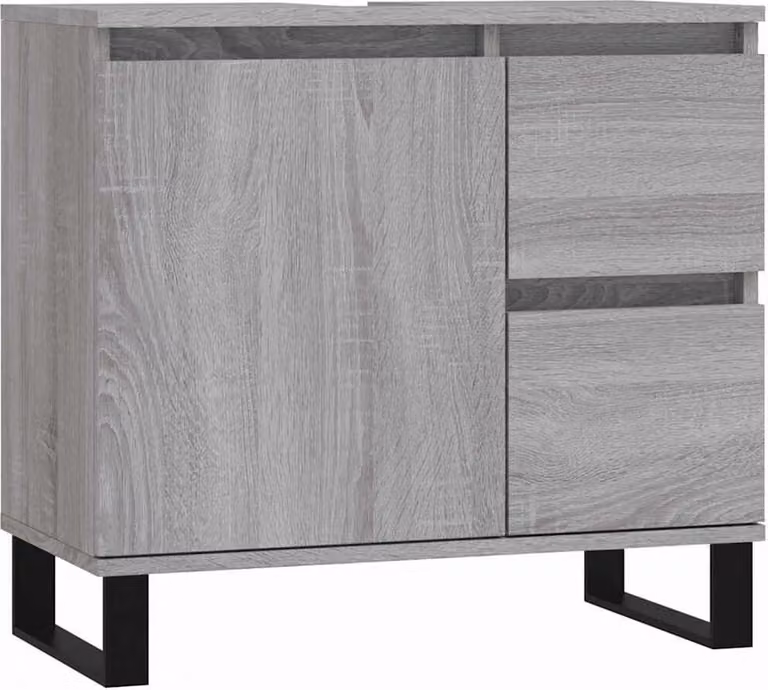 Credenza Rovere Nero 60x35x98,5 cm in Legno Multistrato