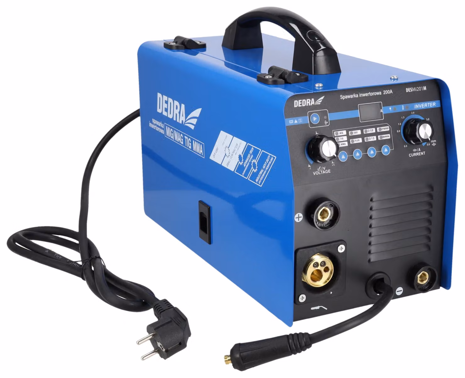 Saldatrice inverter 200 A MIG/MAG - con funzioni TIG e MMA e display LCD - compatta