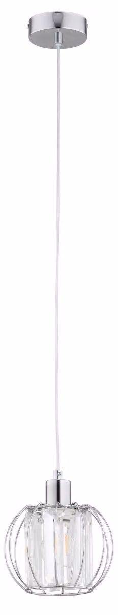 Lampada a sospensione KRISTAL cromata 1xE27x15W in metallo, dimensioni: 90x20x20 cm, IP20, Alfa