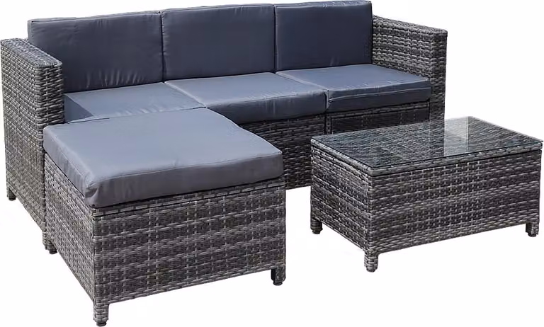 Mucola mobili da giardino 5 pezzi salotto da giardino grigio gruppo sedute giardino set pouf polyrattan set sedute set pranzo set balcone sgabello salotto