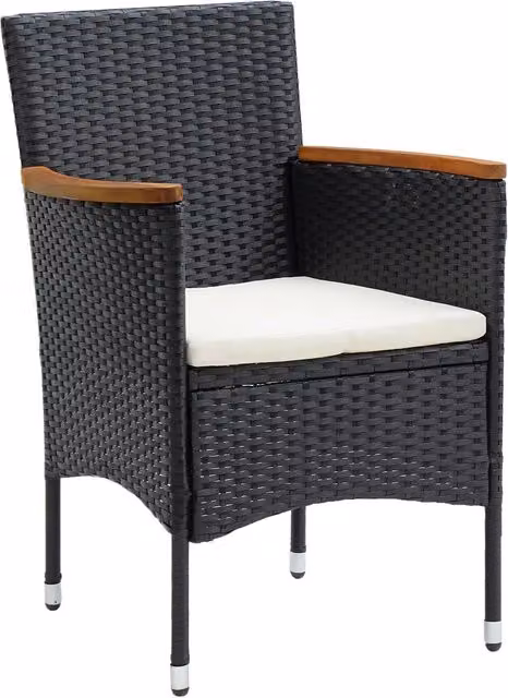 Set di 4 sedie da giardino vidaXL in polyrattan nero con cuscini e braccioli per terrazzo e balcone