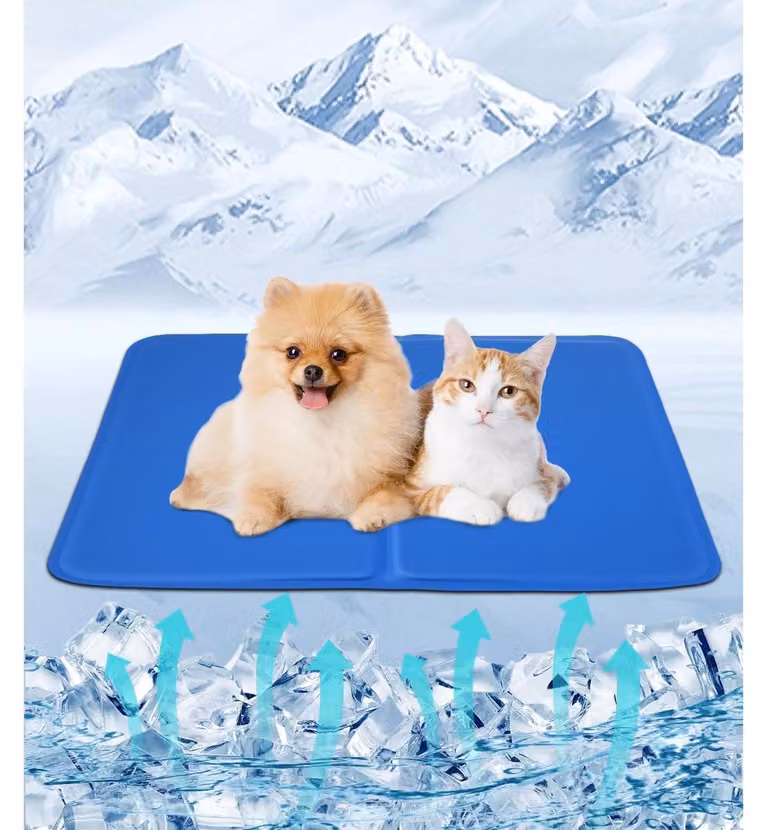 Tappetino refrigerante per cani e gatti, auto-raffreddante, gel non tossico, 50 x 40 cm, colore blu