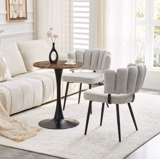 Set tavolo e sedie rotondo 60 cm in MDF effetto legno, 2 posti, nero e grigio