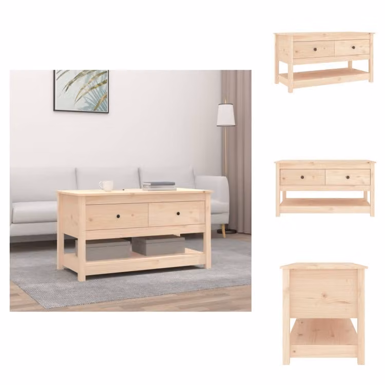 vidaXL Tavolino 102x49x55 cm in legno di pino massiccio - Tavolini da caffè