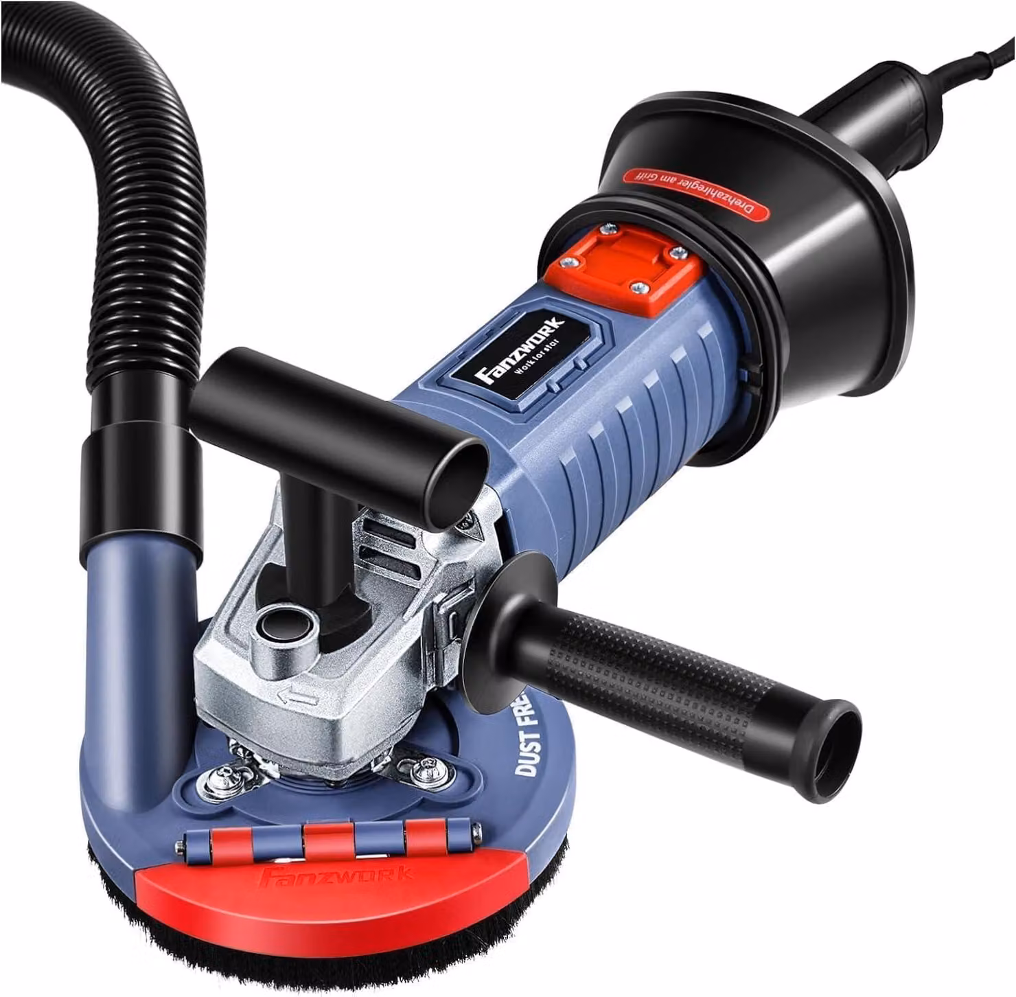 Levigatrice per calcestruzzo, 1500 W, con velocità regolabile, dotata di disco diamantato da 125 mm, aspirazione integrata e impugnatura a T, ideale per calcestruzzo e colla per piastrelle
