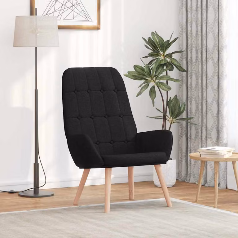 Sedia Relax vidaXL Nera in Tessuto con Braccioli e Imbottitura in Schiuma