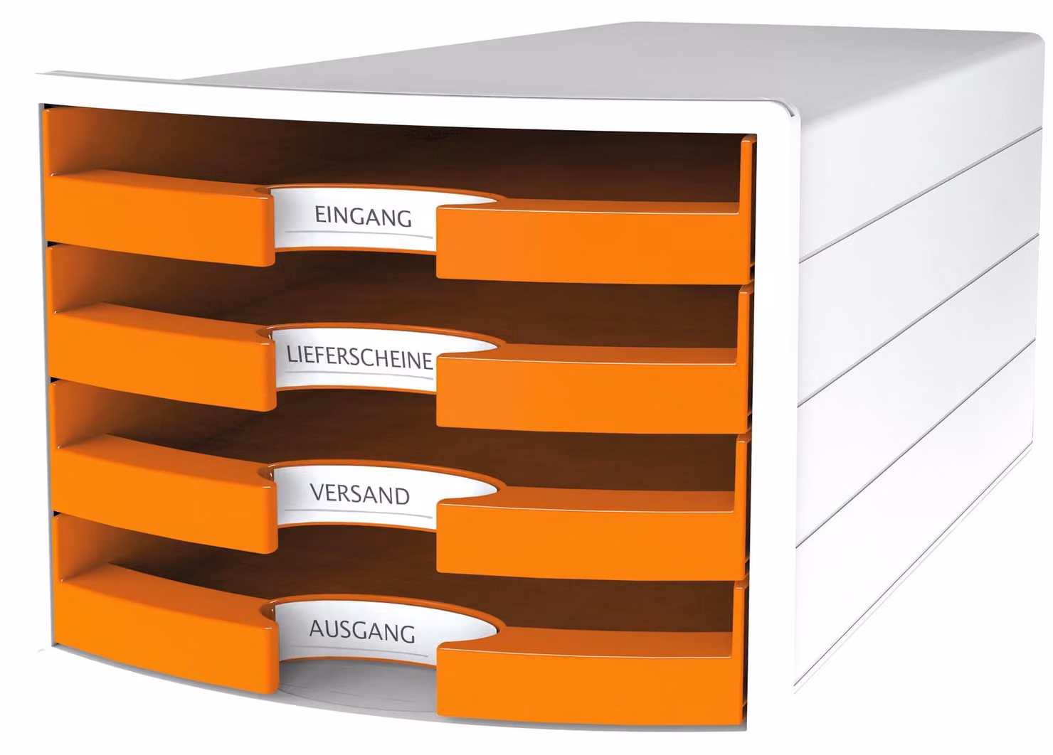 Omgoods - Organizer da scrivania con 4 cassetti, bianco/arancione