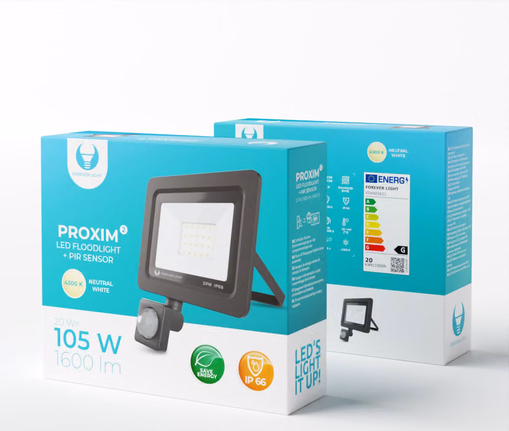 Proiettore LED PROXIM ll IP66 Impermeabile Proiettore 20W Sostituisce 105W Bianco neutro (4500K) 1600LM Con rilevatore di movimento Proiettore da esterno