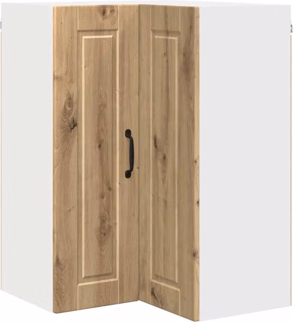 Mobile da parete moderno HELLOSHOP26 per cucina o soggiorno in finitura rovere marrone con ante a battente e ripiani interni L/P/H: 57 x 57 x 80 cm