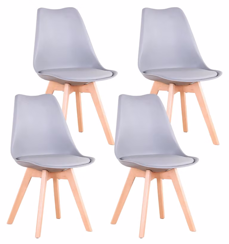 Sedie da pranzo in stile nordico - Set di 4 sedie - Seduta imbottita - Struttura in plastica - Non girevoli - Da montare - Grigio