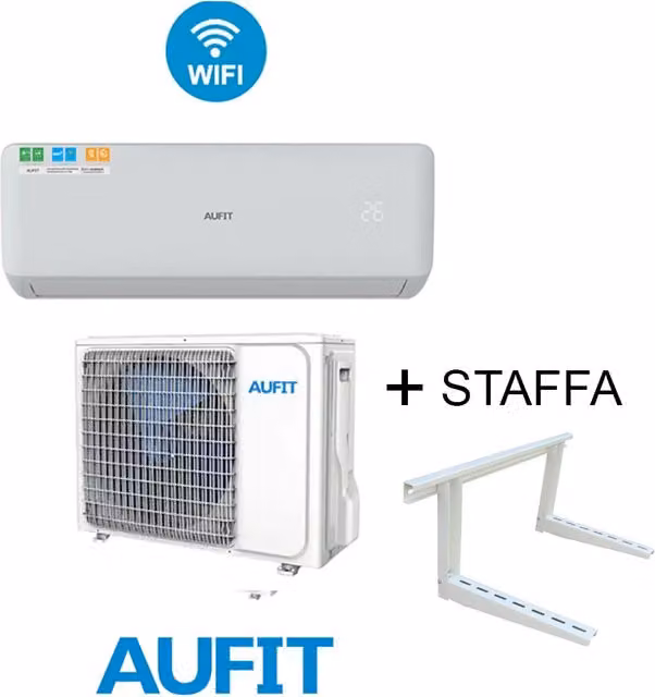 Climatizzatore AUFIT Freedom 9000 BTU + Staffa Di Montaggio Condizionatore Inverter R32 Monosplit WIFI