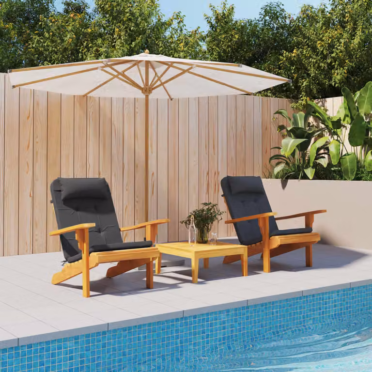 Set di 2 cuscini per sedia Adirondack vidaXL neri in poliestere impermeabile e traspirante
