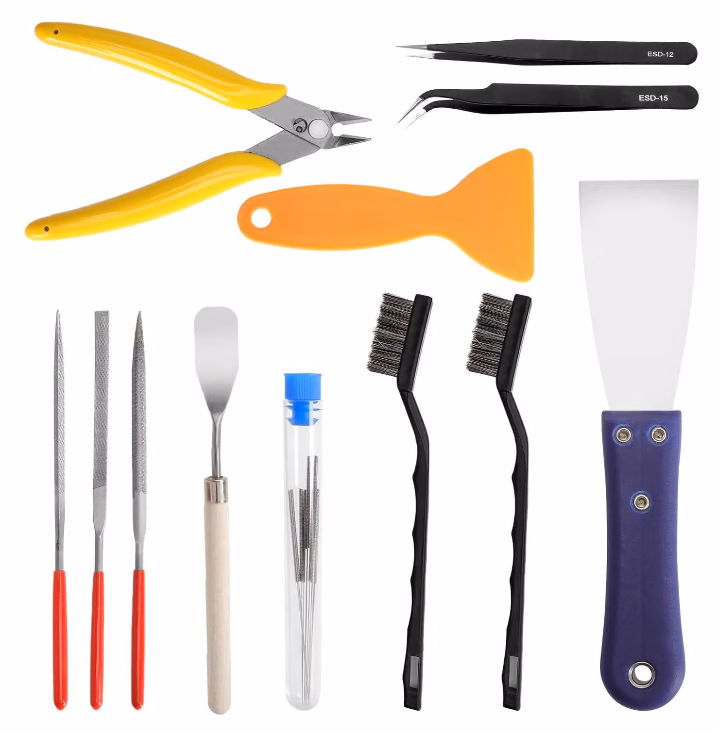 Set di 23 utensili per stampante 3D, che include spatola, pinzette, spazzola metallica e lime diamantati