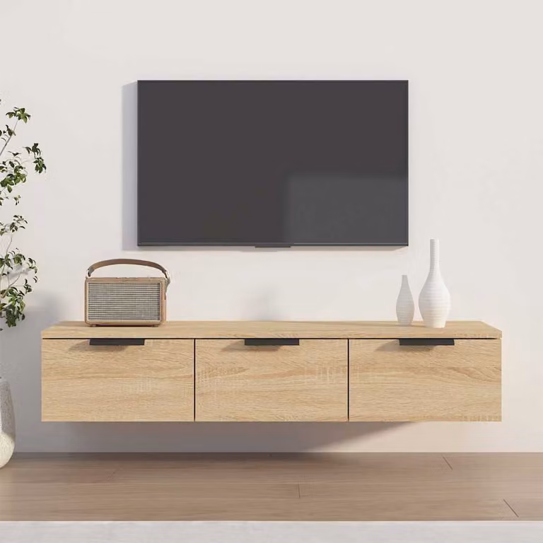 Armadietto a muro vidaXL in legno Rovere Sonoma marrone con ante e cassetti L 102 cm x P 30 cm x H 20 cm