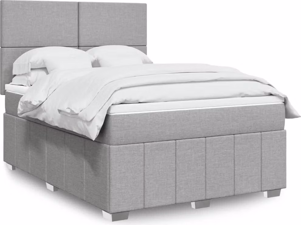 Maison Exclusive - Letto boxspring con materasso Grigio chiaro 140x190 cm Tessuto