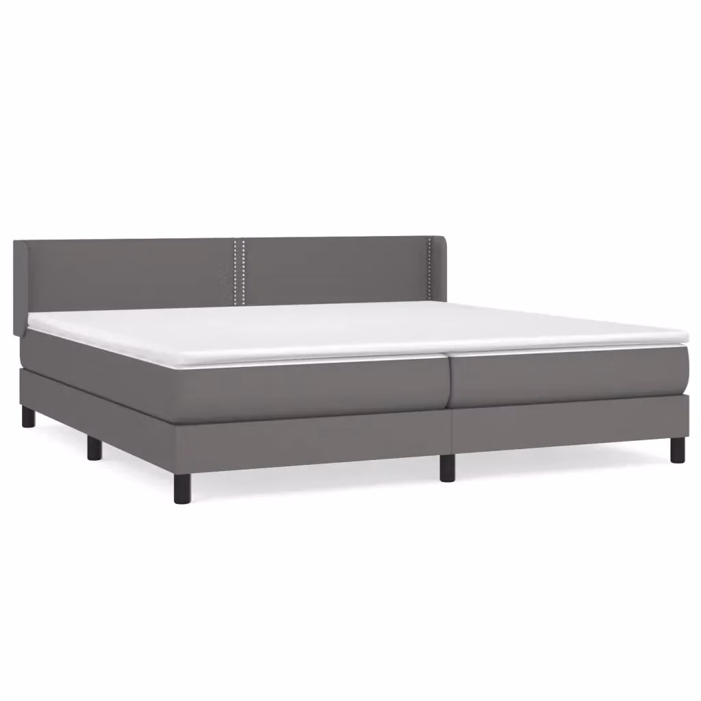 Letto a molle con materasso vidaXL in similpelle grigio e bianco 200x200 cm – 2