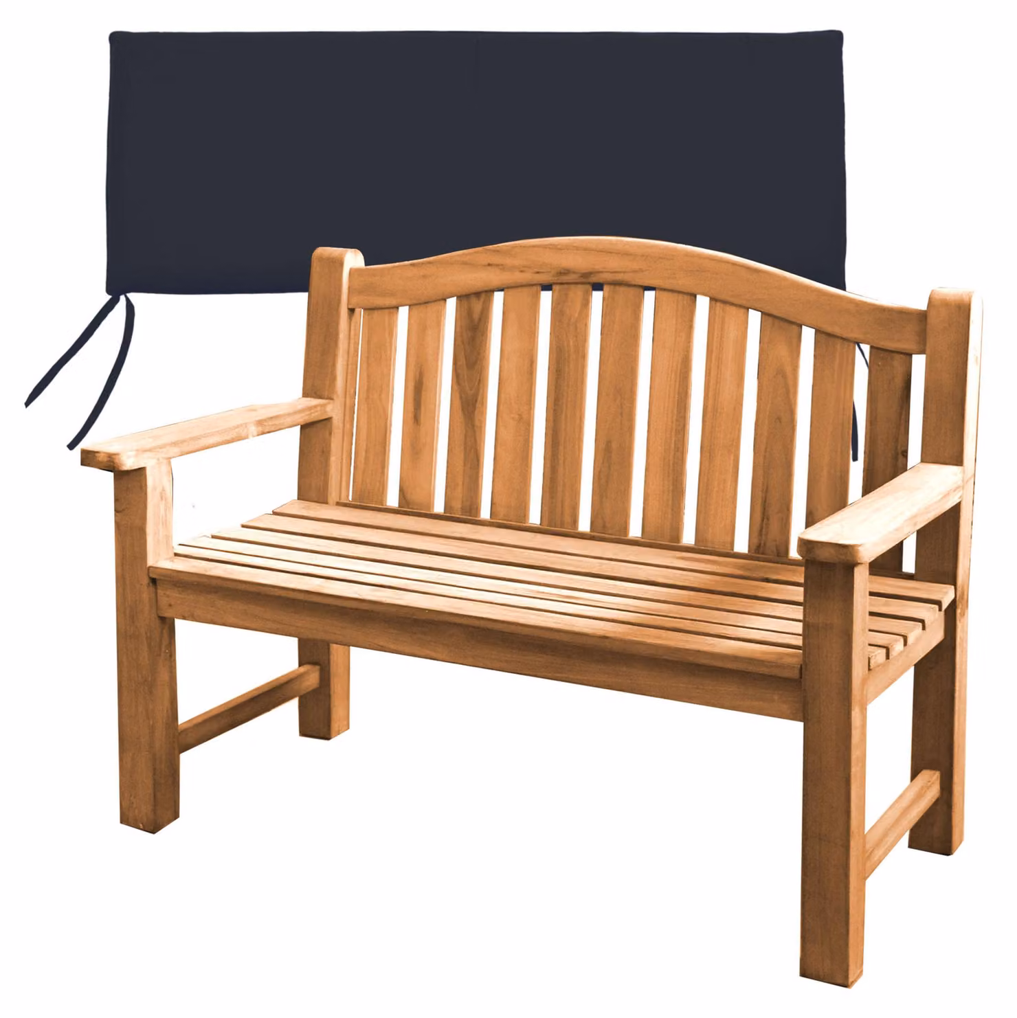 Panca in legno di teak, particolarmente robusta, modello Catania, 120 cm + cuscino per seduta nero