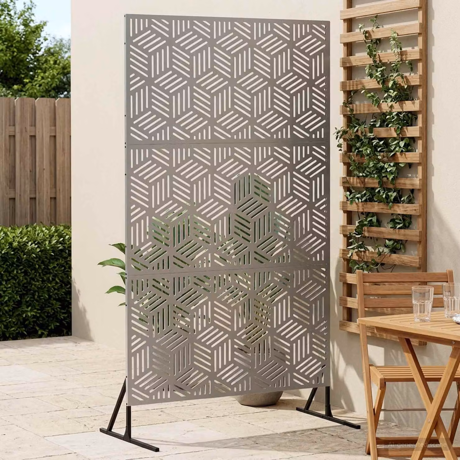 Paravent per privacy vidaXL in acciaio zincato argento L: 100 cm, P: 50 cm, H: 180 cm
