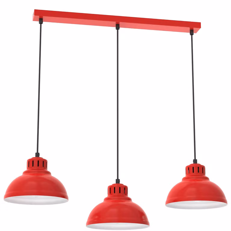 Luminex lampada a sospensione Sven a tre lampadine in acciaio rosso E27 lampada a soffitto apparecchio di illuminazione