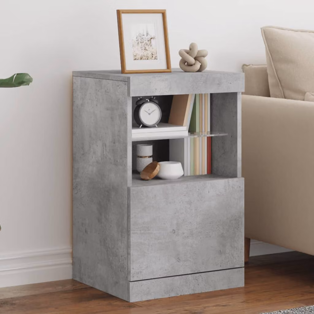 Credenza moderna vidaXL con luci LED integrata in legno e MDF, colore grigio, L 41 x P 37 x H 67 cm