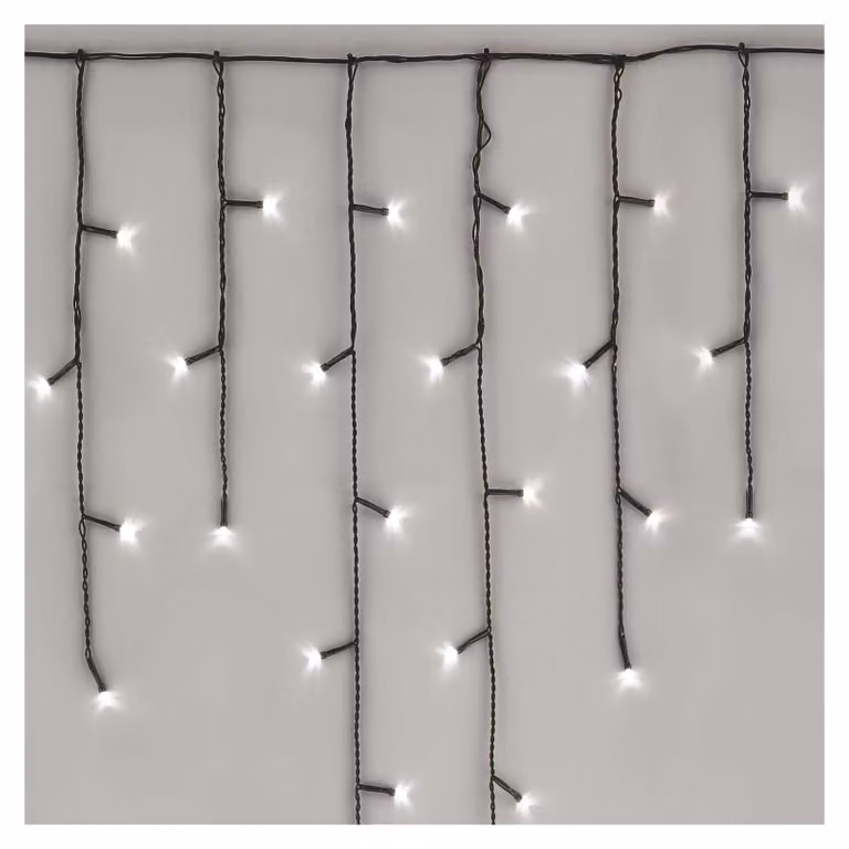 Catena luminosa a forma di cristalli di ghiaccio, lunghezza 2,5 metri, 100 LED, luce bianca fredda, grado di protezione IP44, modello estendibile C