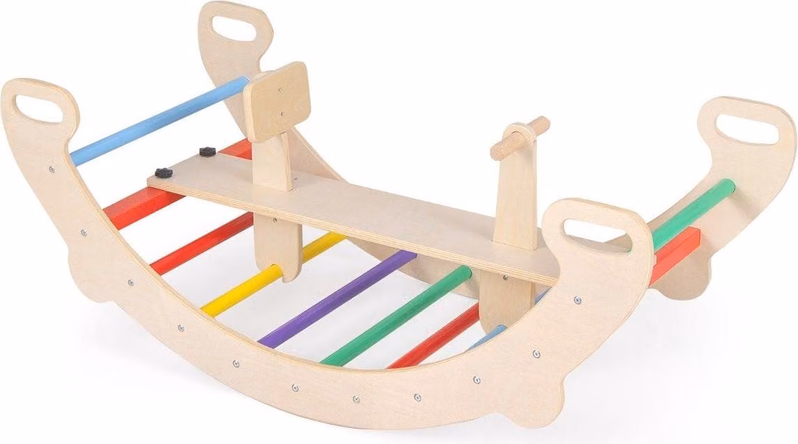 Set da gioco 4 in 1 per bambini: dondolo, scalatore, tunnel