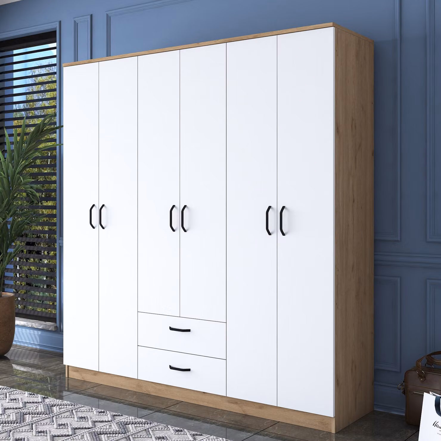 Skye Decor, BA115 - 2283, armadio, noce, 100% PANNELLI DI PARTICELLE RIVESTITI IN MELAMMINA, 180 x 47,3 x 190,8 cm