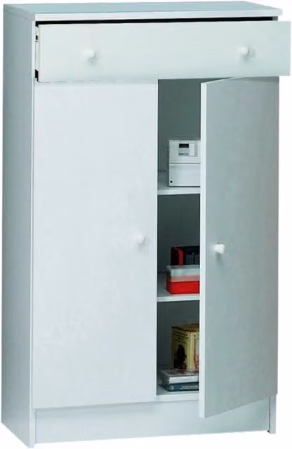 Mobile base da cucina Sarmog con 2 ante e 1 cassetto, Bianco opaco, L: 105 cm, H: 86 cm, P: 34 cm